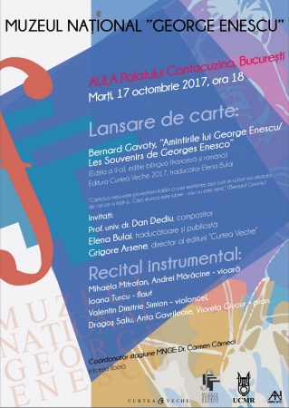 Lansare de carte: Bernard Gavoty, "Amintirile lui George Enescu / Les Souvenirs de Georges Enesco"